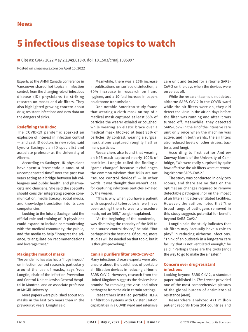 (PDF) 5 infectious disease topics to watch