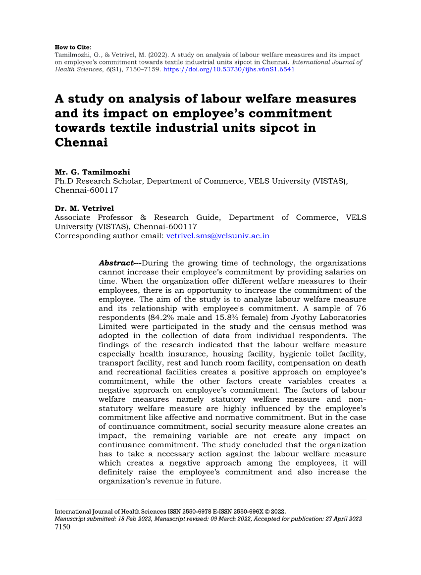 literature review of labour welfare measures