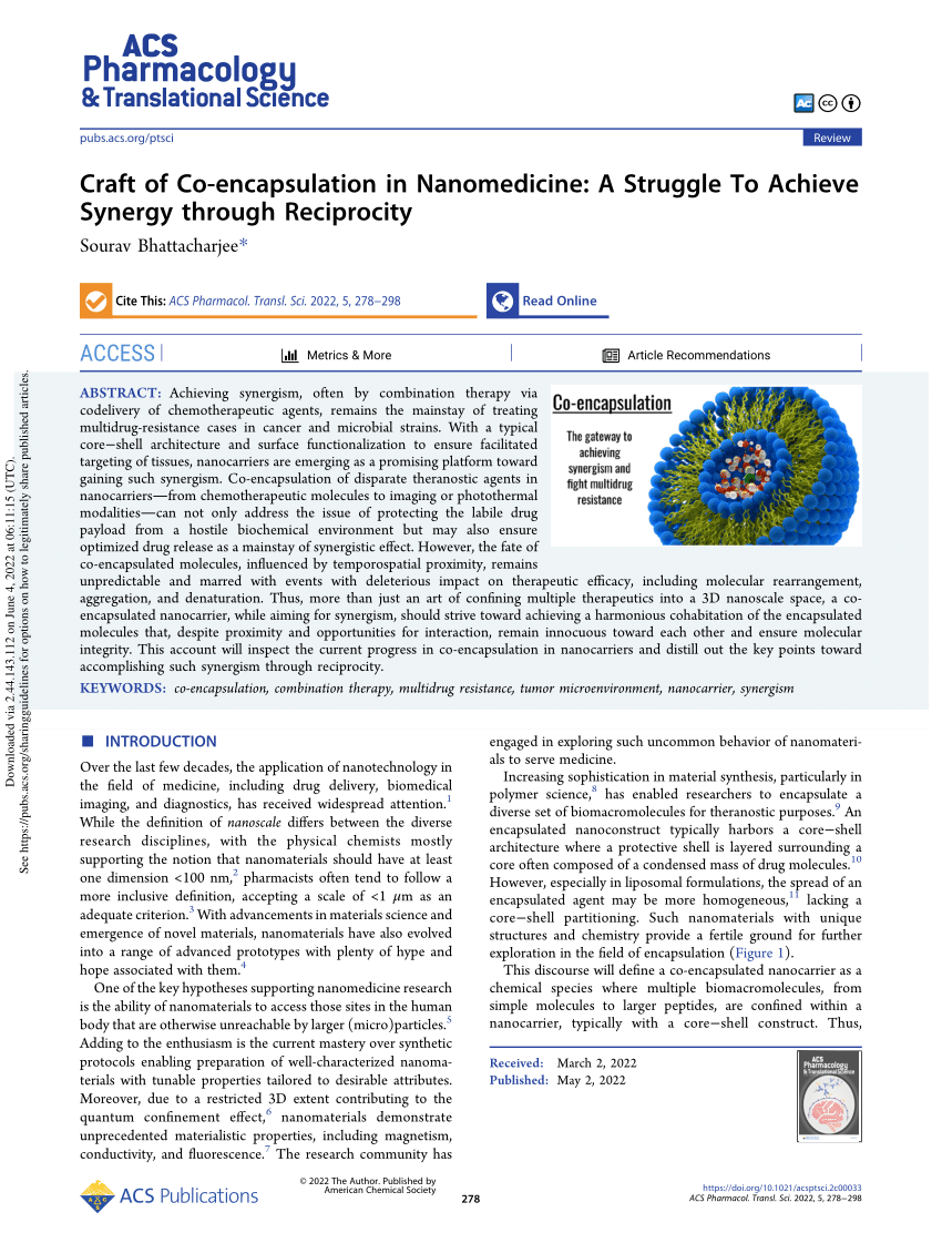 PDF) Craft of Co-encapsulation in Nanomedicine: A Struggle To 
