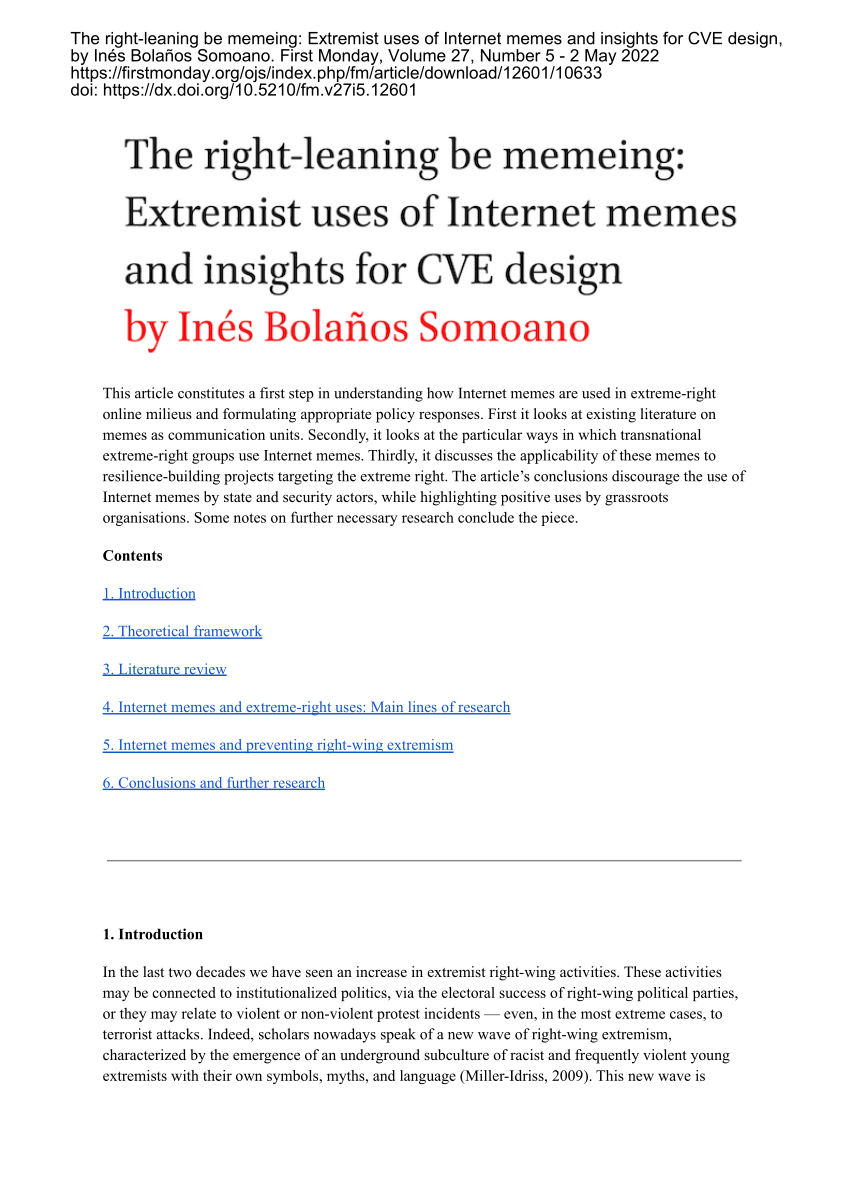 PDF] Memes, Radicalisation, and the Promotion of Violence on Chan