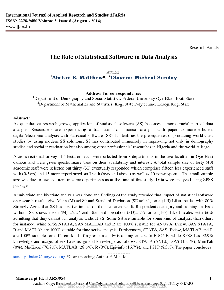 statistics software thesis