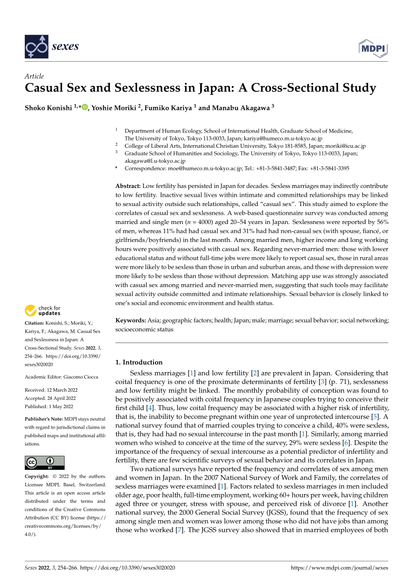 PDF) Casual Sex and Sexlessness in Japan: A Cross-Sectional Study