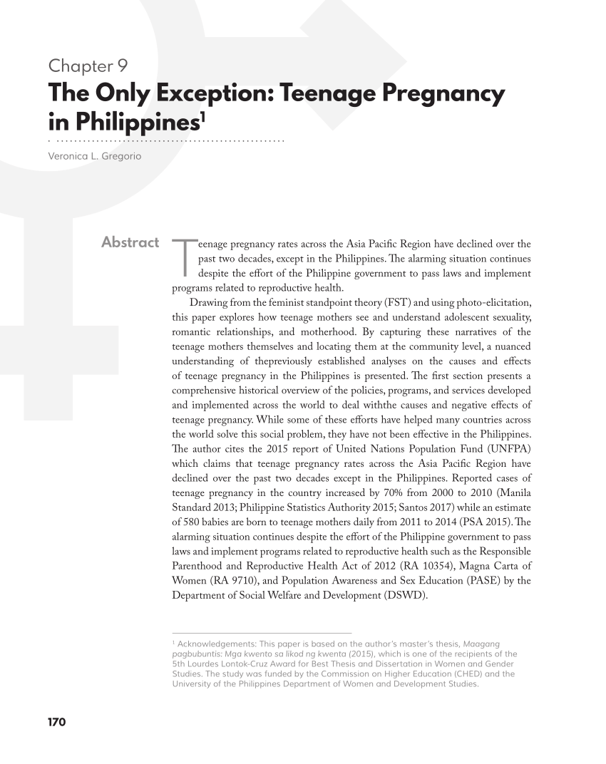 PDF) The Only Exception: Teenage Pregnancy in Philippines (Updated)