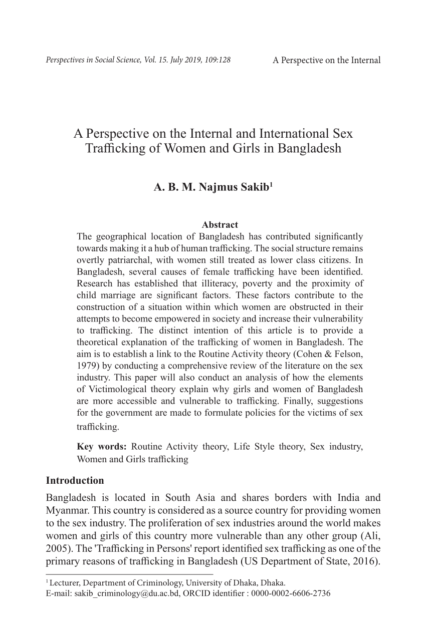 PDF) A Perspective on the Internal and International Sex Trafficking of  Women and Girls in Bangladesh