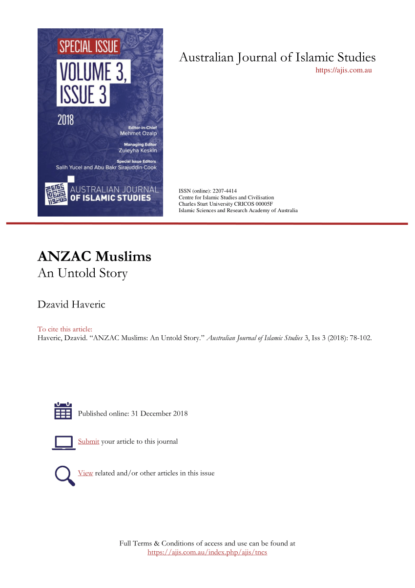 PDF ANZAC Muslims An Untold Story