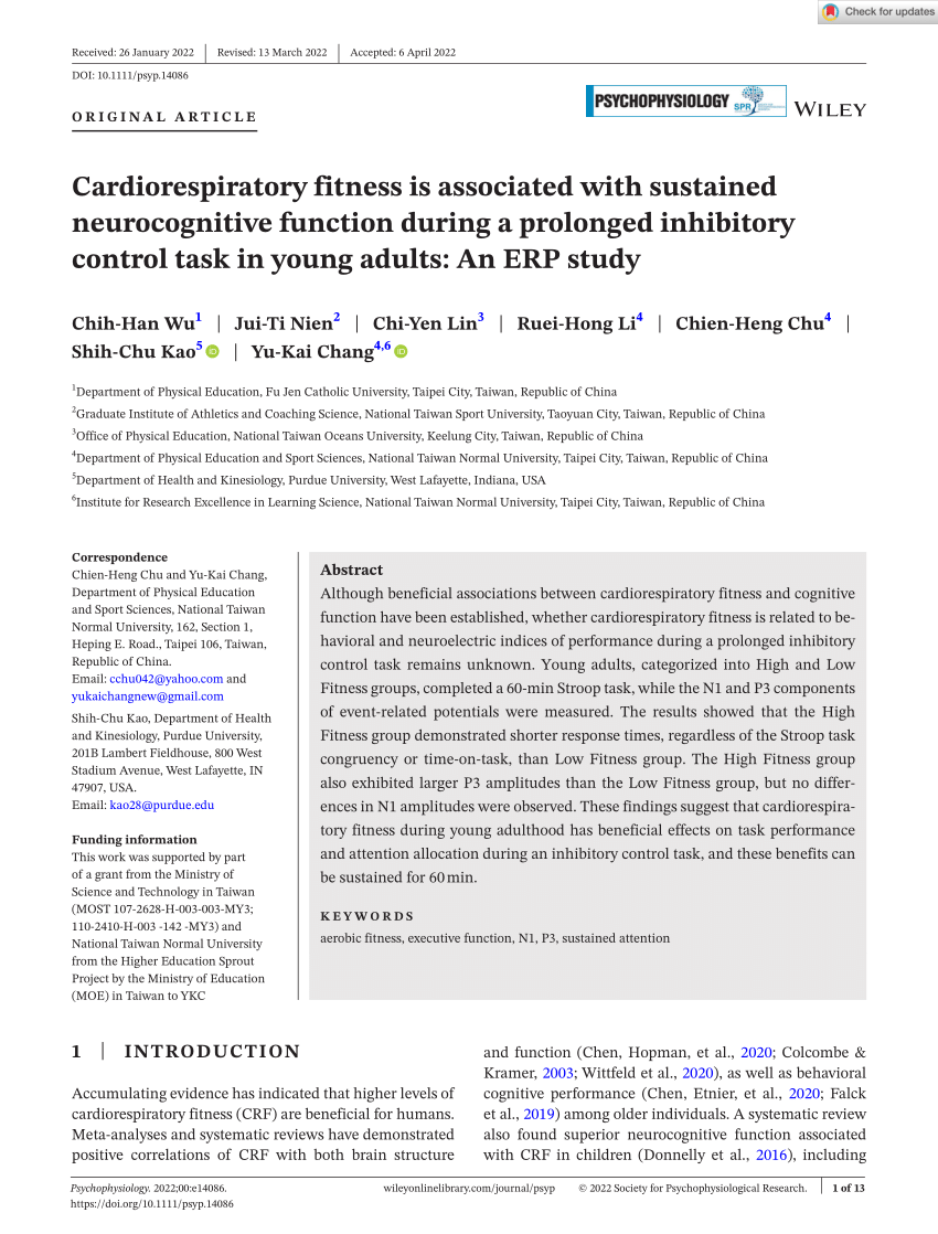 PDF) Cardiorespiratory fitness is associated with sustained neurocognitive function during a prolonged inhibitory control task in young adults An ERP study picture