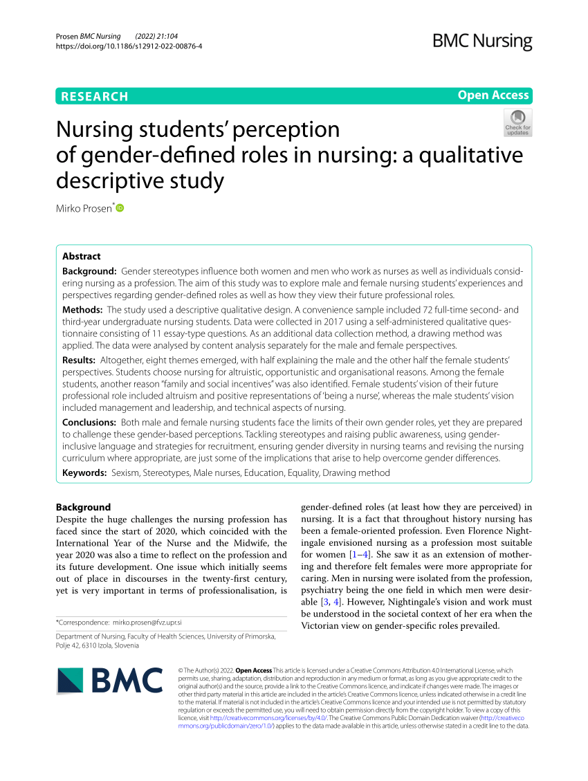 gender discrimination and nursing literature review