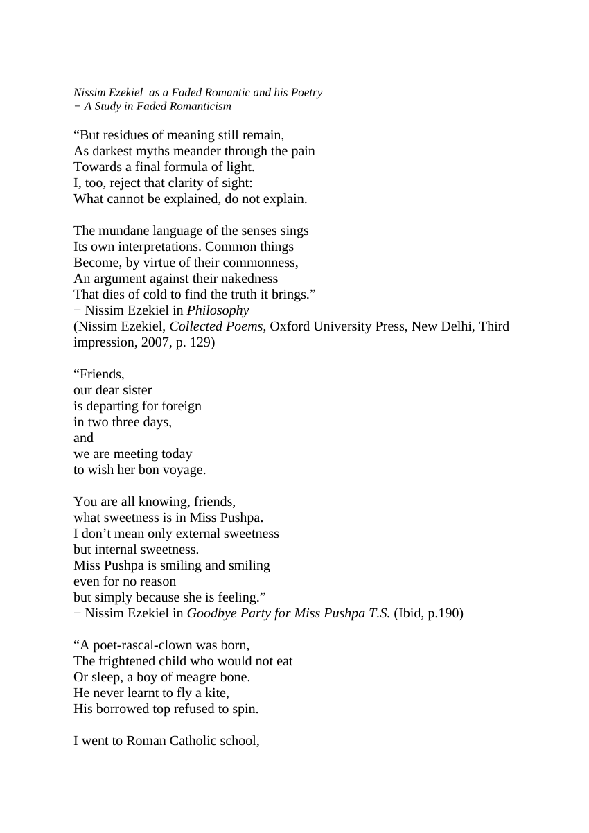 a very indian poem in indian english nissim ezekiel