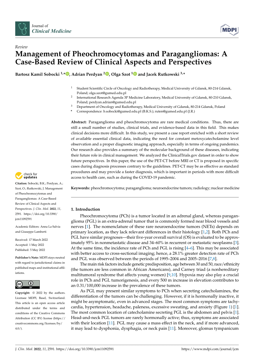 Pdf Management Of Pheochromocytomas And Paragangliomas A Case Based Review Of Clinical 6404