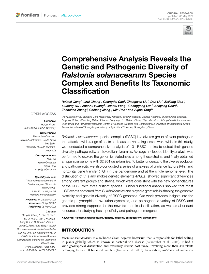 PDF) Comprehensive Analysis Reveals the Genetic and Pathogenic 