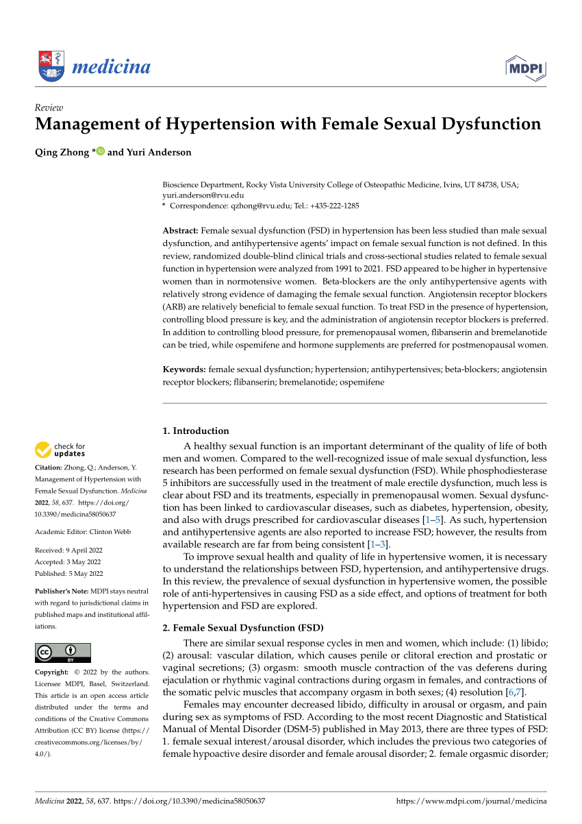 PDF Management of Hypertension with Female Sexual Dysfunction