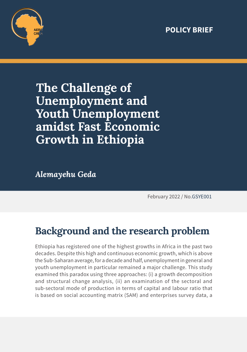 research proposal on unemployment in ethiopia pdf