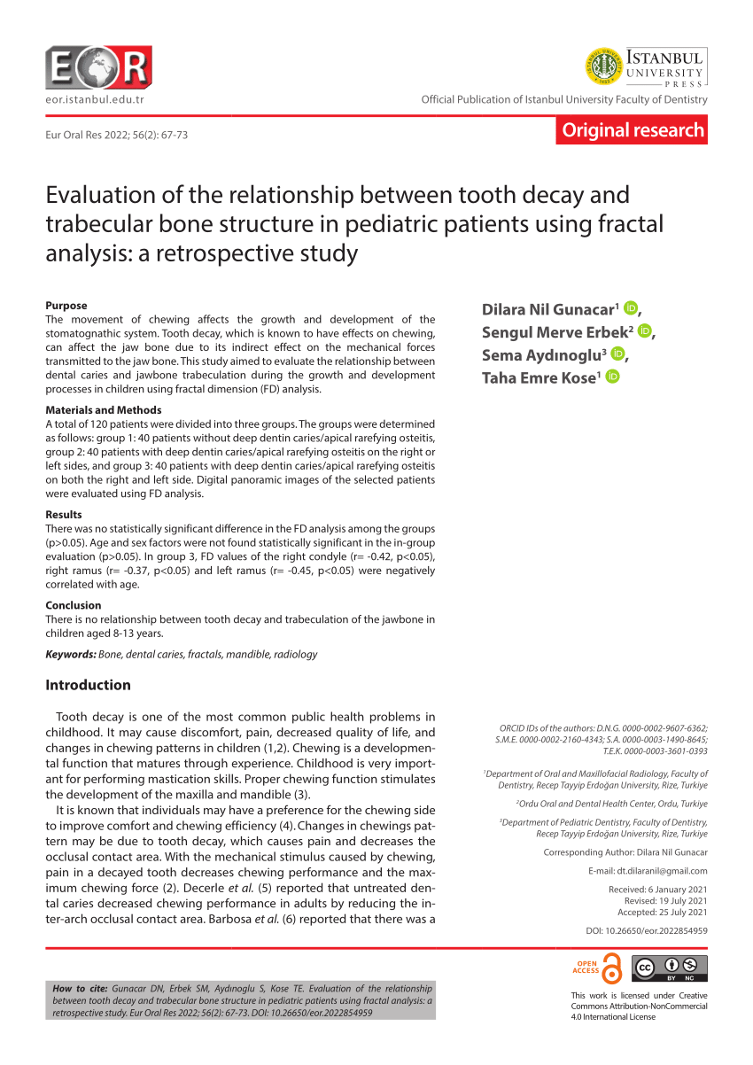 PDF Evaluation of the relationship between tooth decay and  