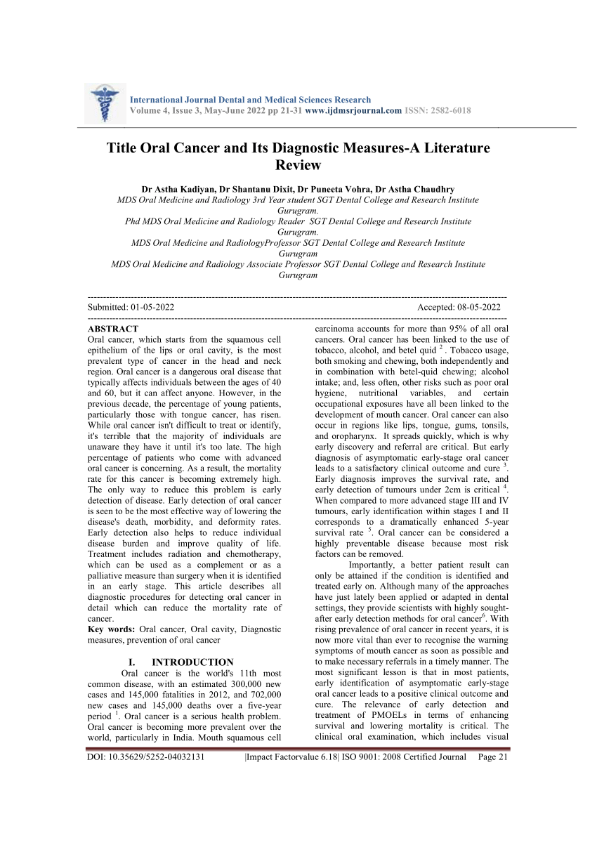 thesis on oral cancer