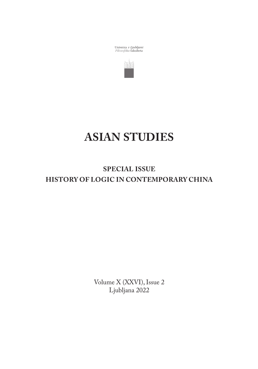 PDF) History of Logic in Contemporary China - A Special Issue of