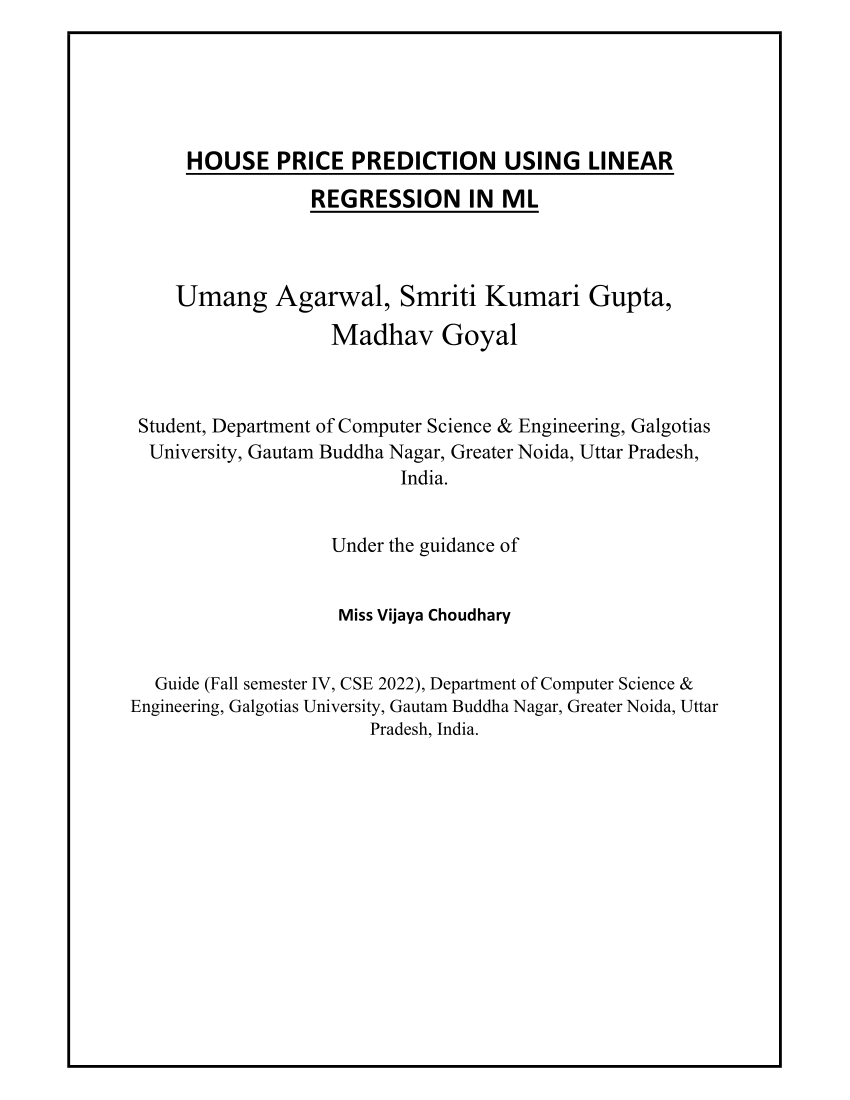 literature review for house price prediction