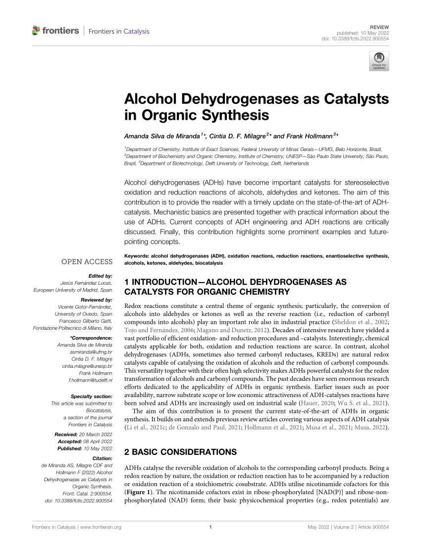 research paper on alcohol dehydrogenase