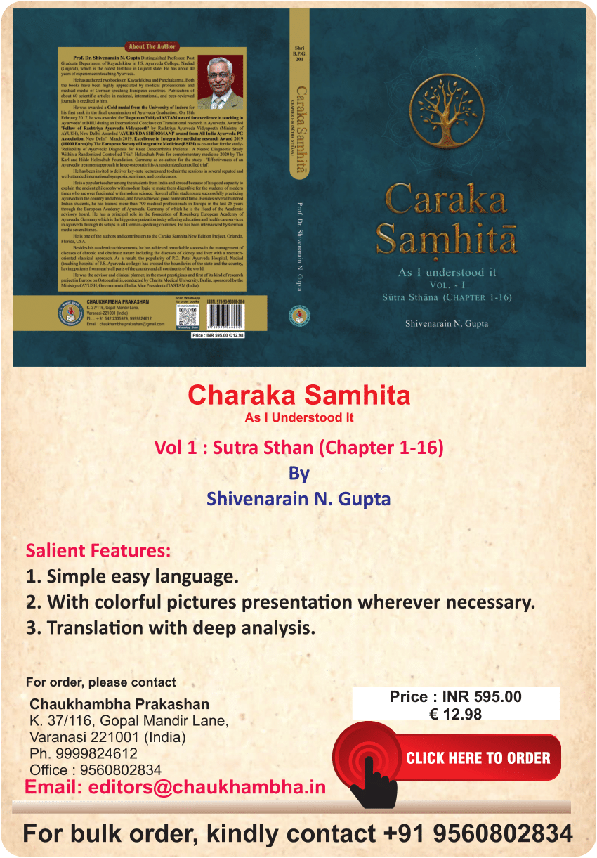 (PDF) Charaka Samhita As I Understood It Vol 1 Sutrasthan Ch. 1-16