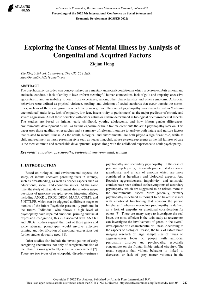 causes of mental illness essay pdf
