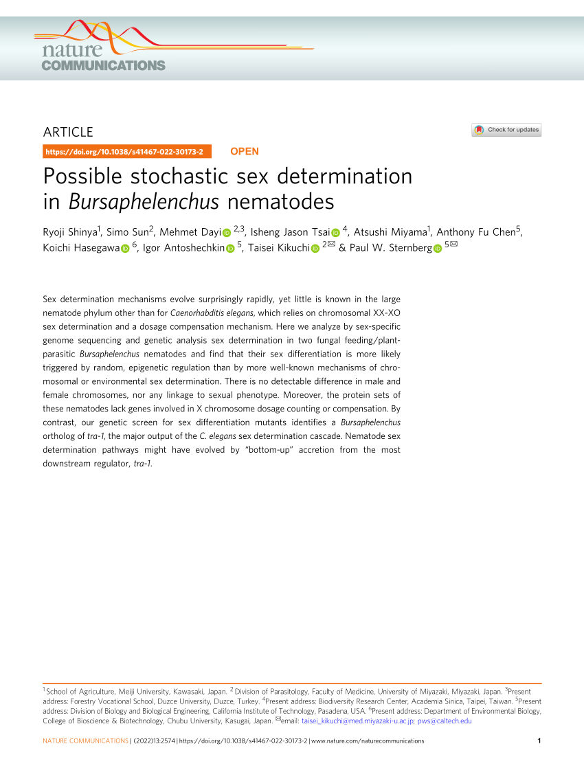 PDF Possible stochastic sex determination in Bursaphelenchus  