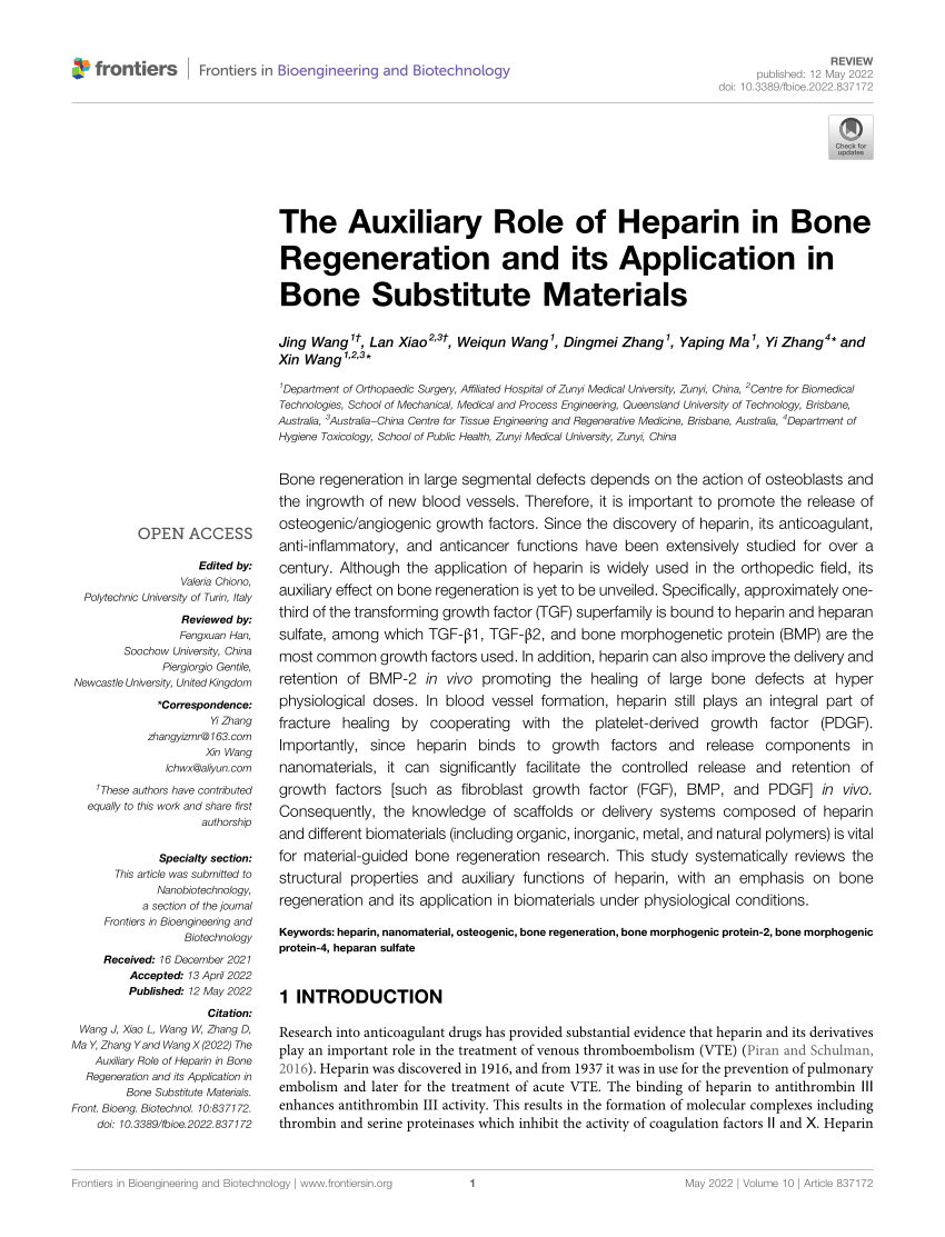 PDF) The auxiliary role of heparin in bone regeneration and its 