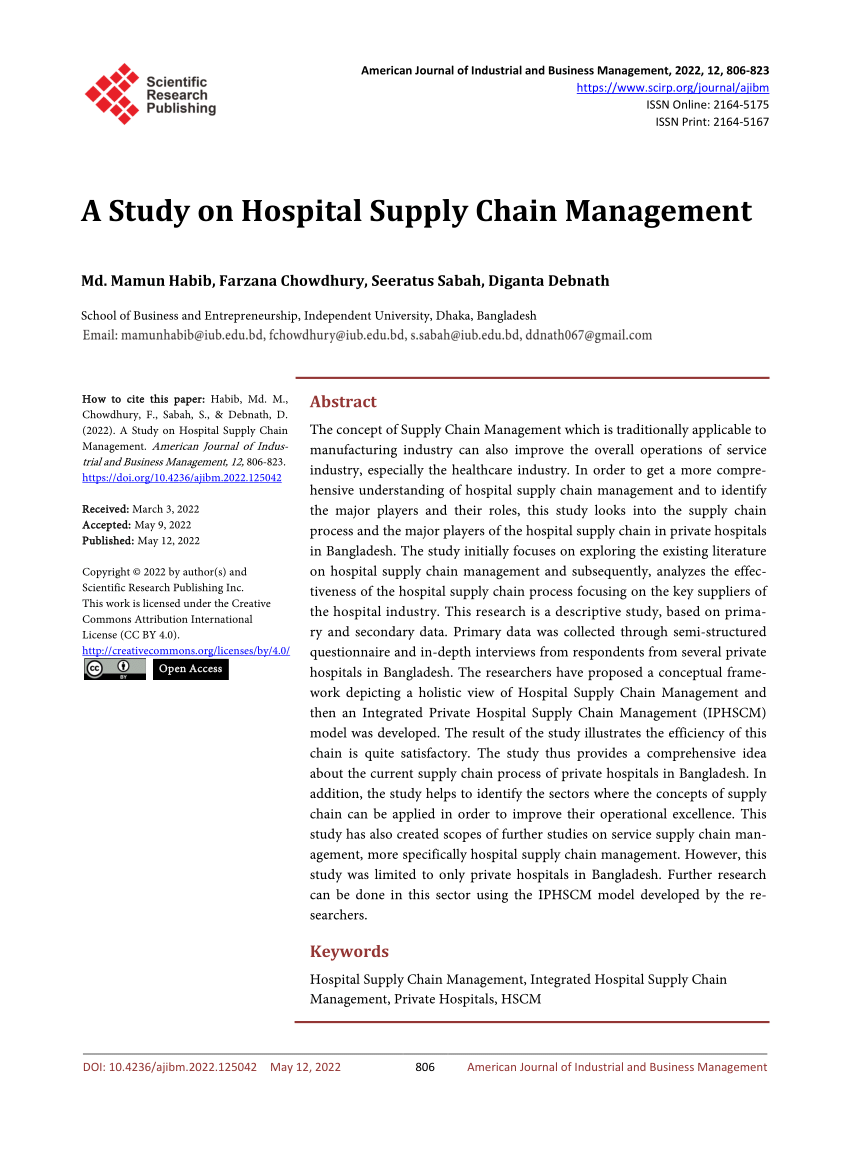 supply chain management in hospital a case study