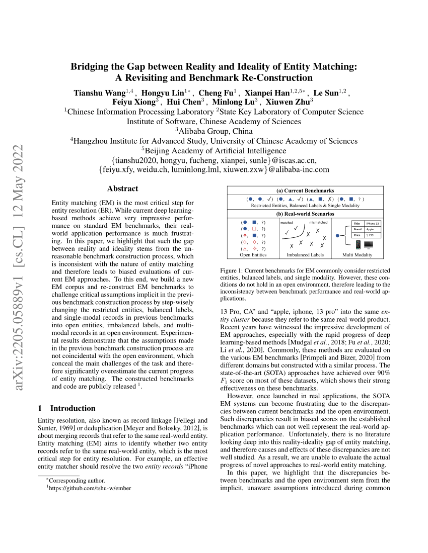 (PDF) Bridging the Gap between Reality and Ideality of Entity Matching: A Revisiting and 