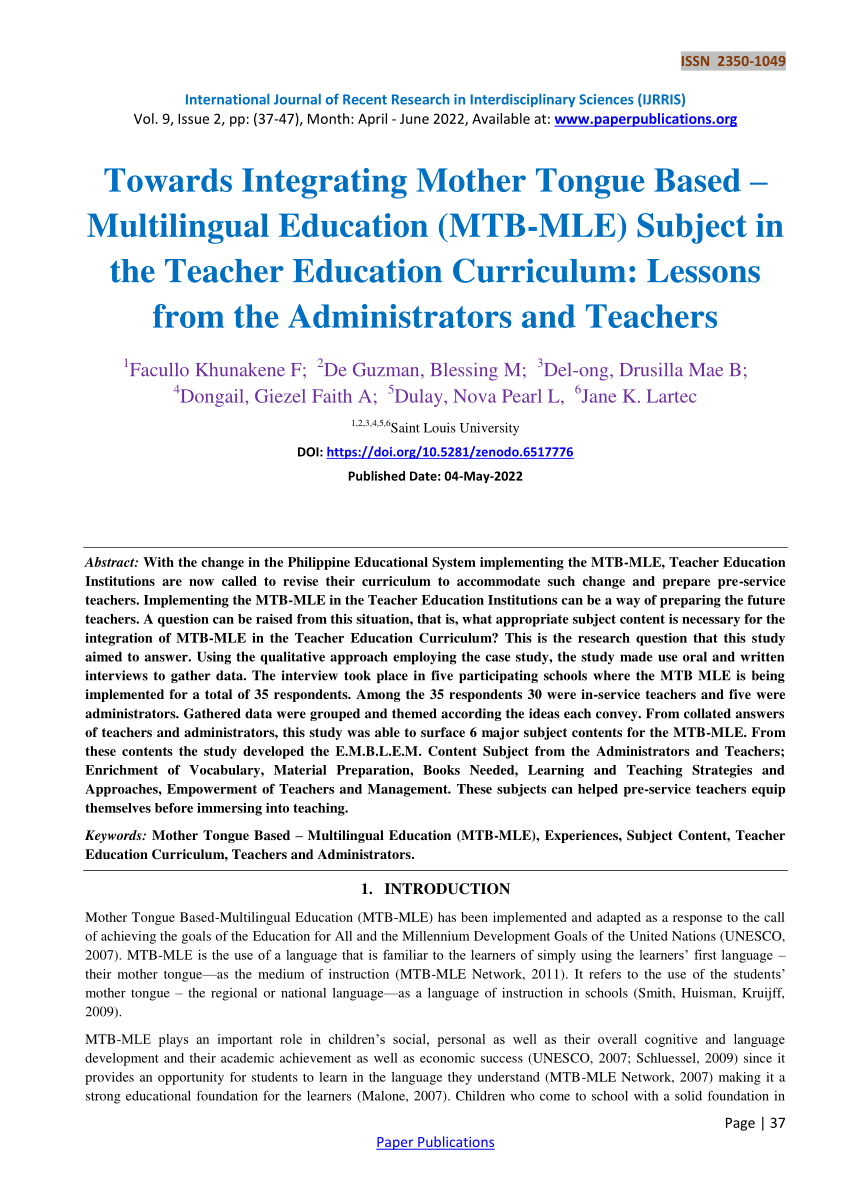 multilingual education research paper