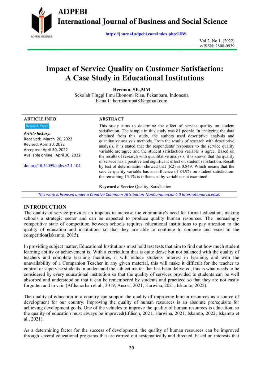 case study on quality customer service