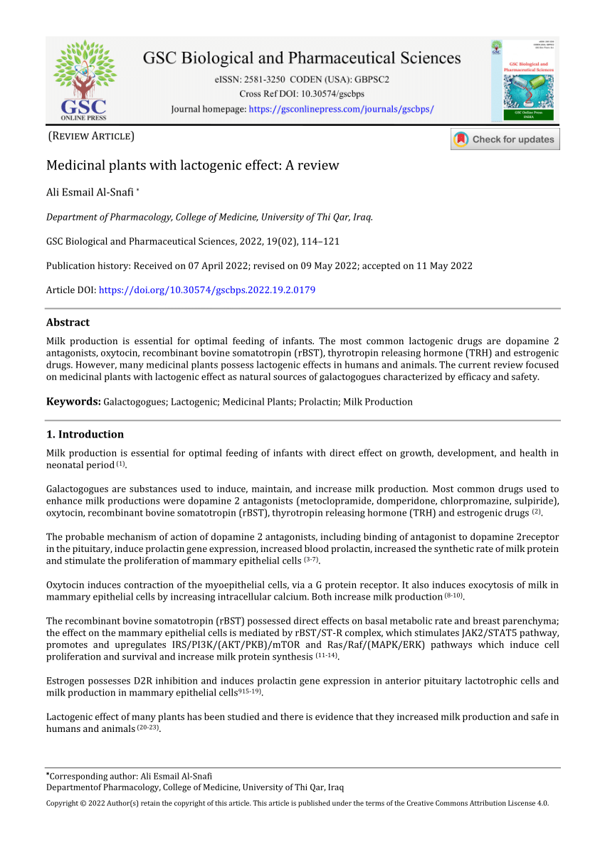 PDF] The Effect of Naturally Formulated Galactagogue Mix on Breast Milk  Production, Prolactin Level and Short-Term Catch-Up of Birth Weight in the  First Week of Life. 