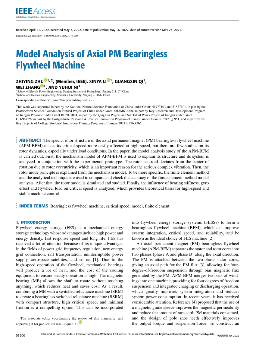 PDF Model Analysis of Axial PM Bearingless Flywheel Machine