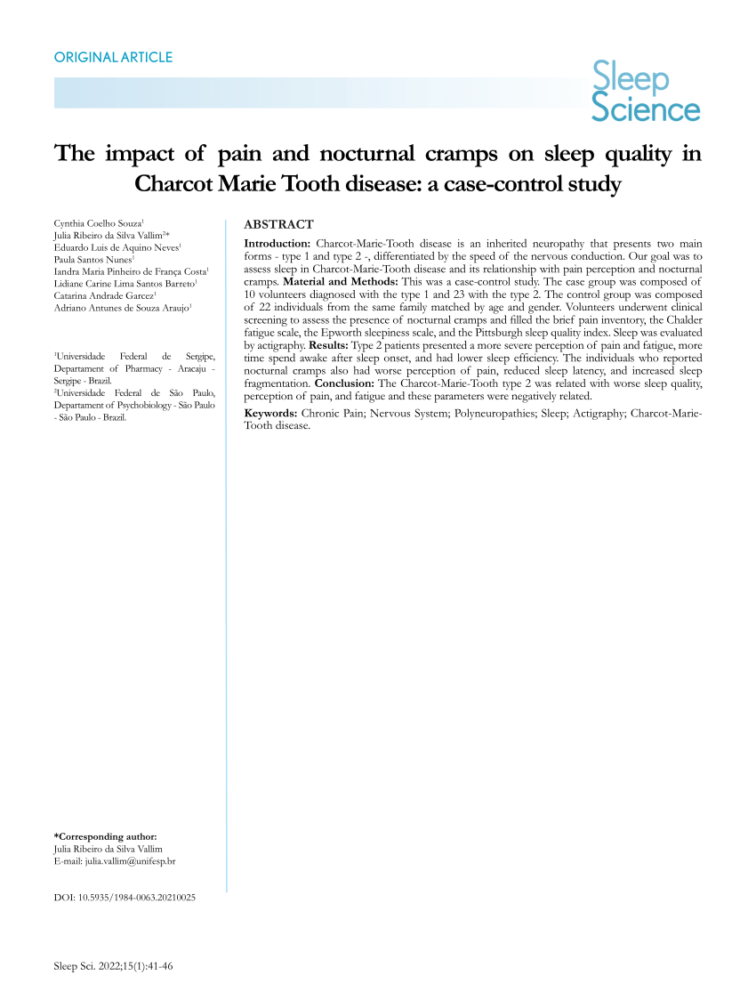 PDF The impact of pain and nocturnal cramps on sleep quality in  