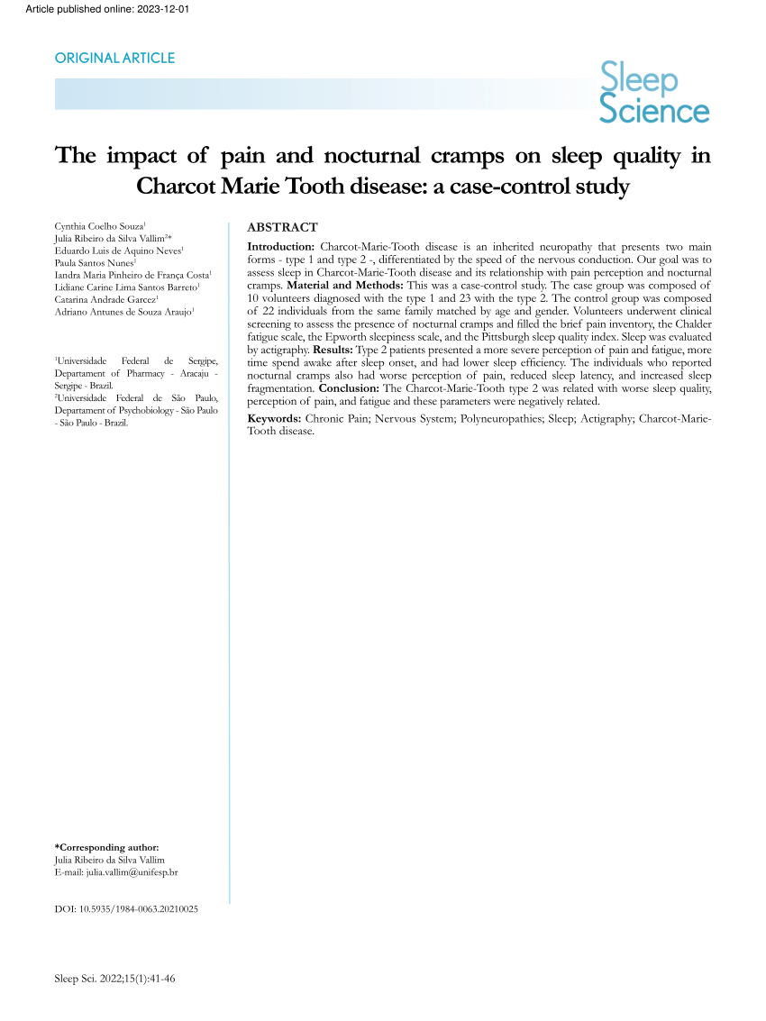 PDF The impact of pain and nocturnal cramps on sleep quality in  