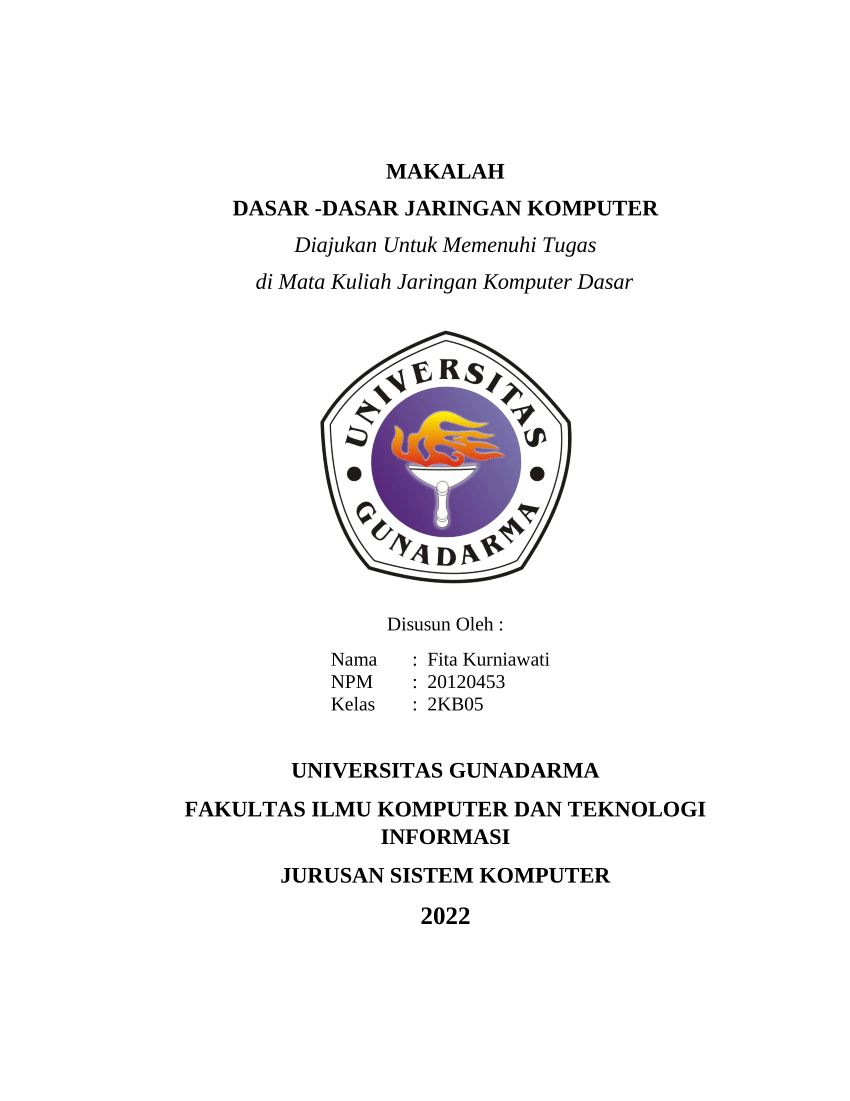 (PDF) MAKALAH DASAR -DASAR JARINGAN KOMPUTER UNIVERSITAS GUNADARMA