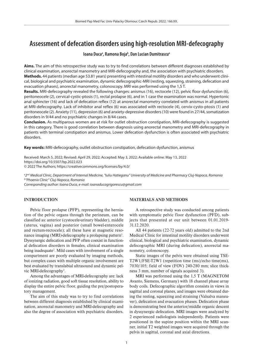 Pdf Assessment Of Defecation Disorders Using High Resolution Mri Defecography 