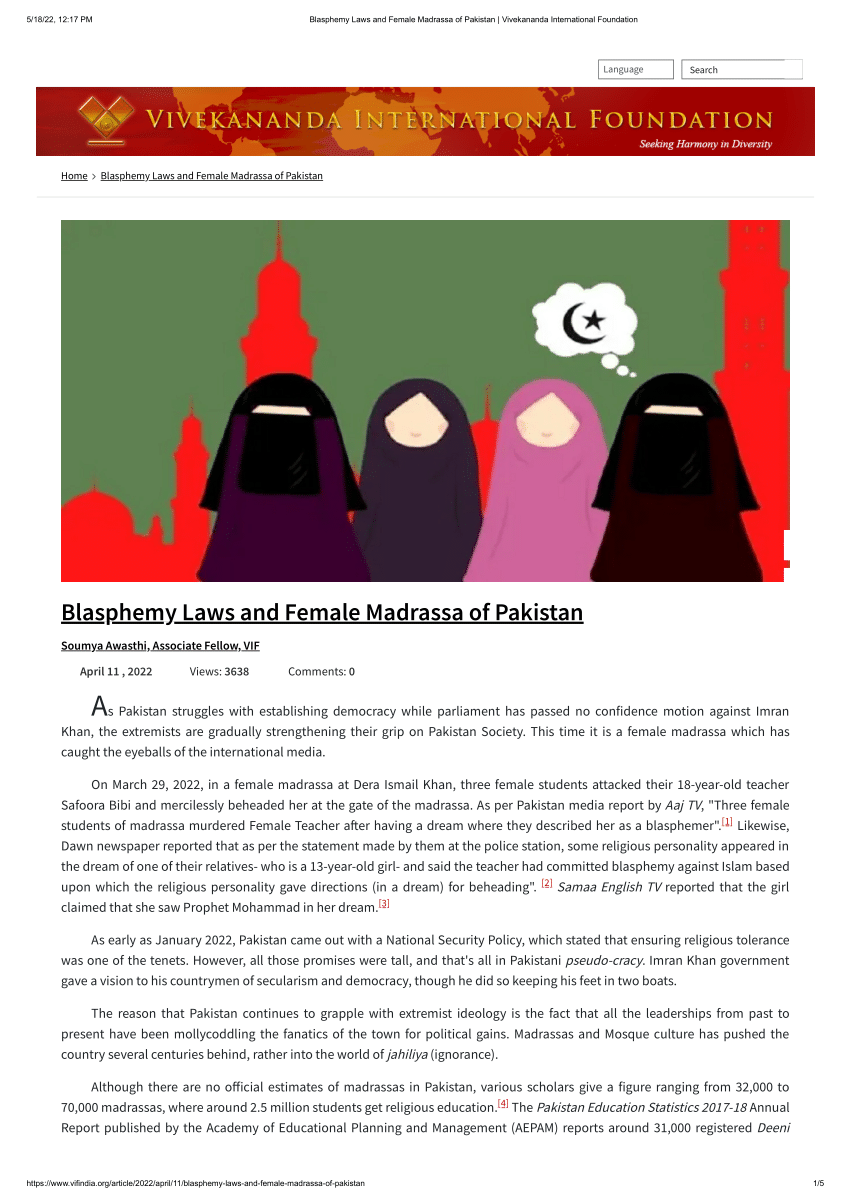 (PDF) Blasphemy Laws and Female Madrassa of Pakistan