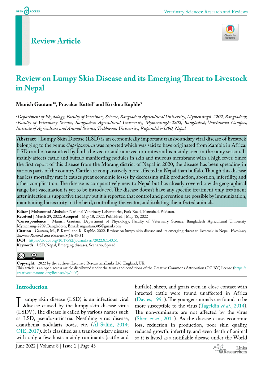 research paper on lumpy skin disease