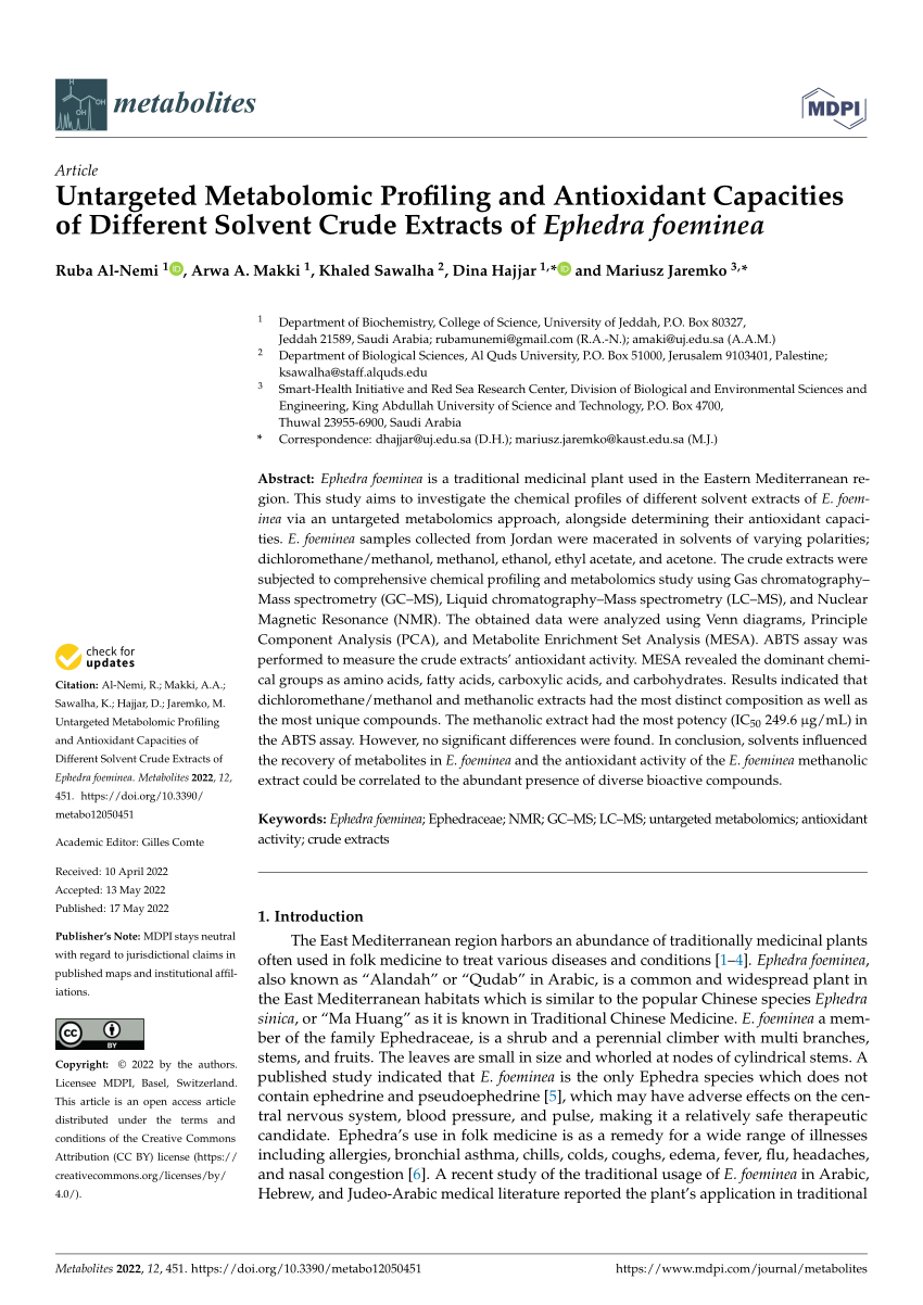 Metabolome analysis, nutrient and antioxidant potential of aerial