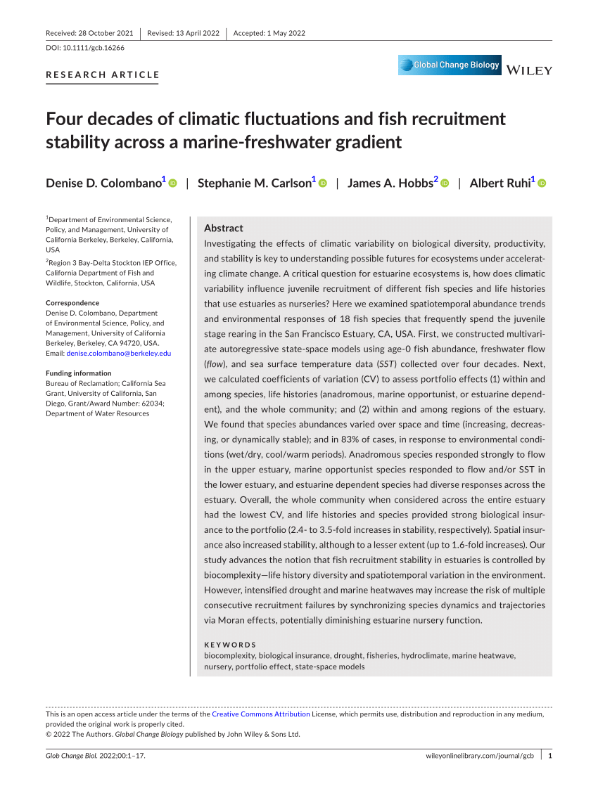 PDF) Four decades of climatic fluctuations and fish recruitment