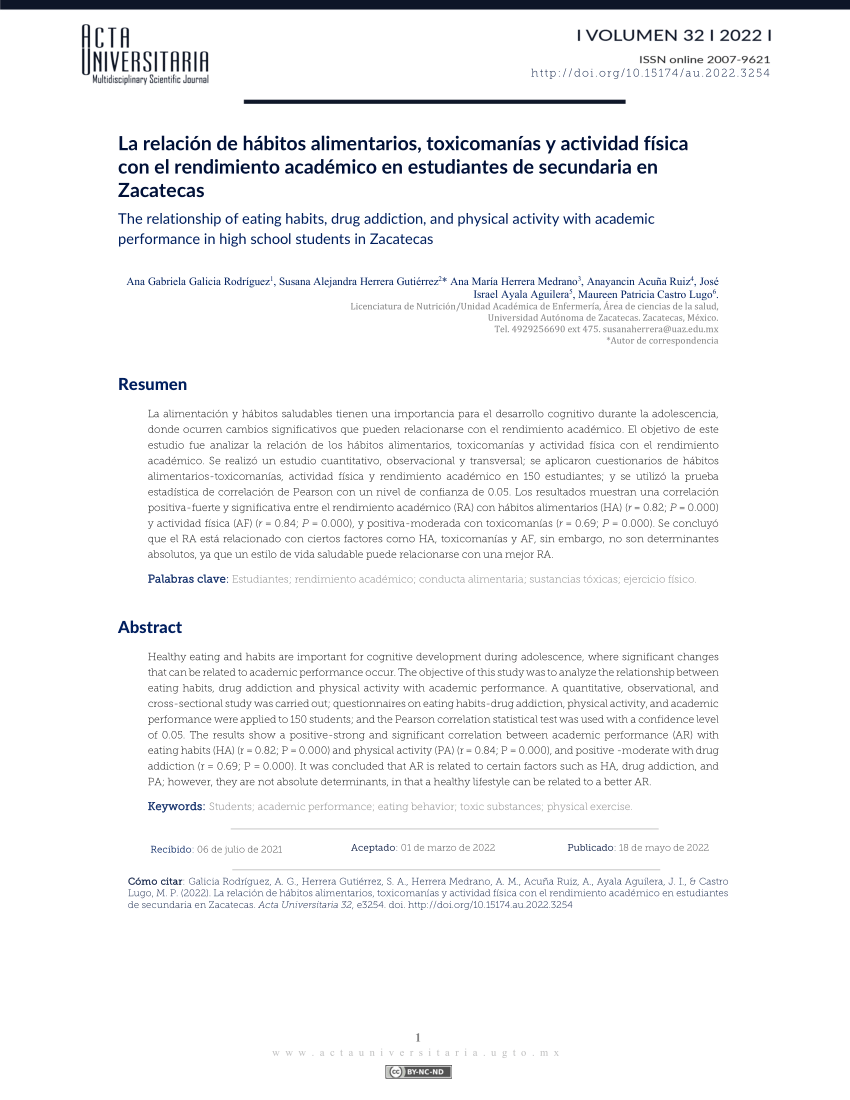 PDF La relación de hábitos alimentarios toxicomanías y actividad  