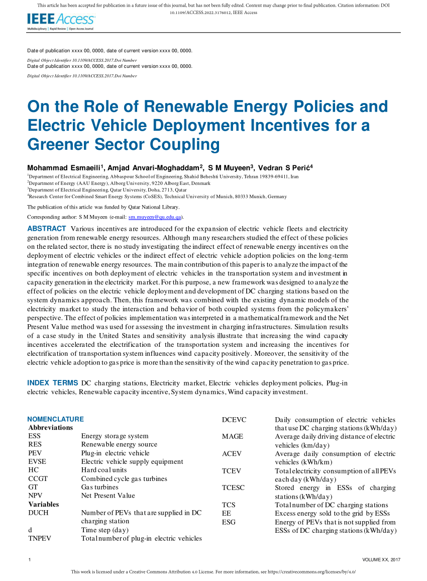(PDF) On the Role of Renewable Energy Policies and Electric Vehicle
