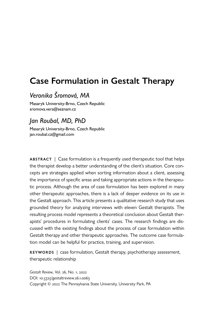 gestalt therapy case study examples