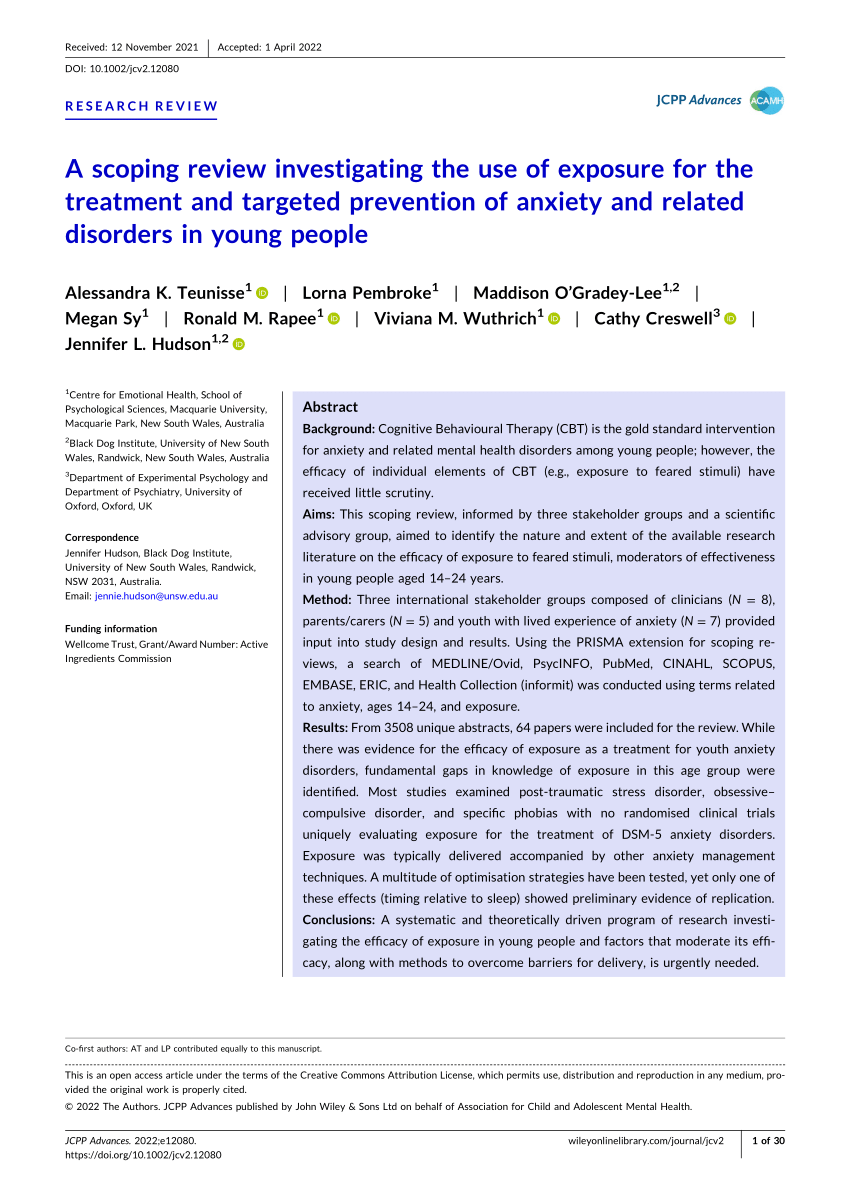 (PDF) A scoping review investigating the use of exposure for the treatment and targeted