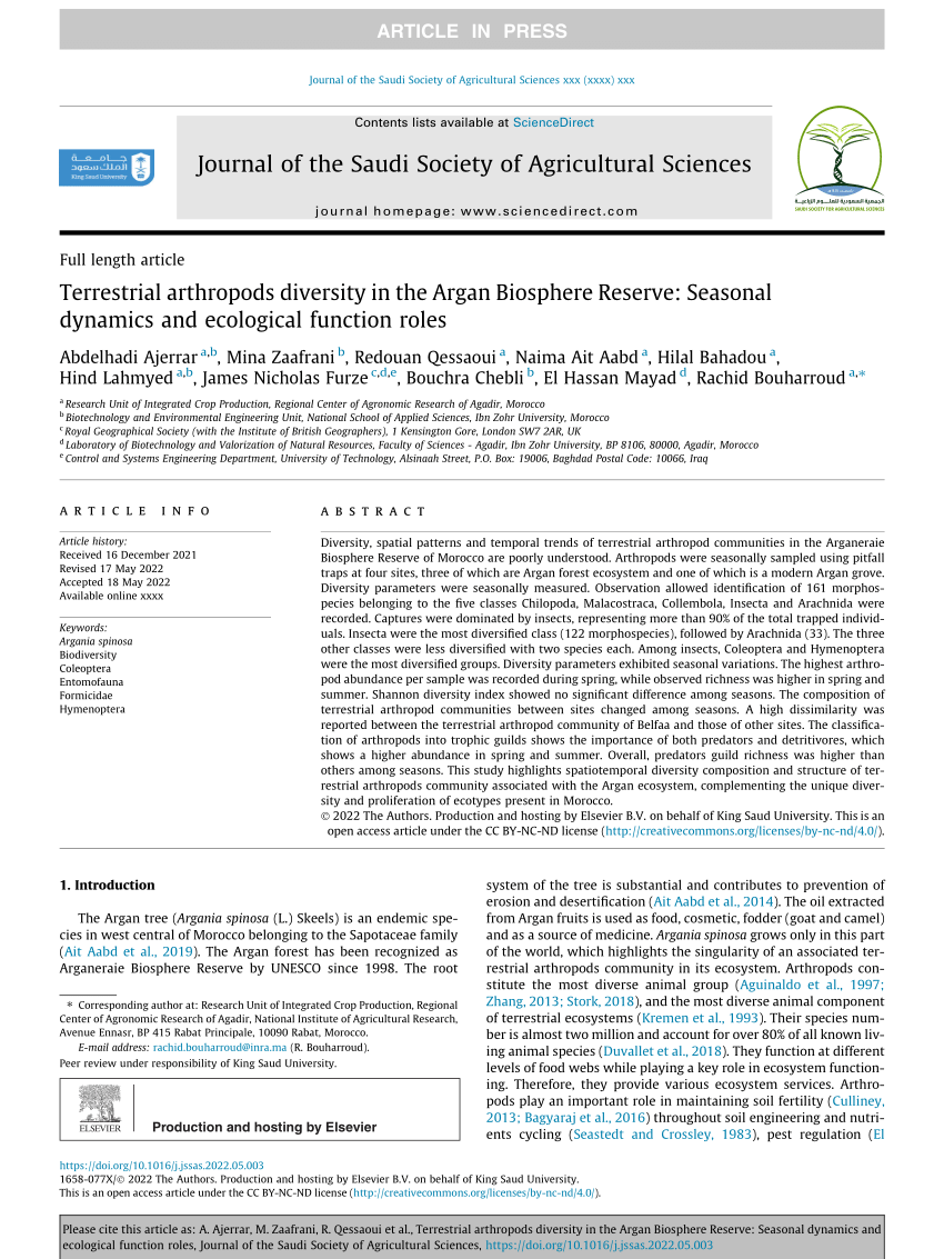 (PDF) Journal Pre-proofs Full length article Terrestrial Arthropods