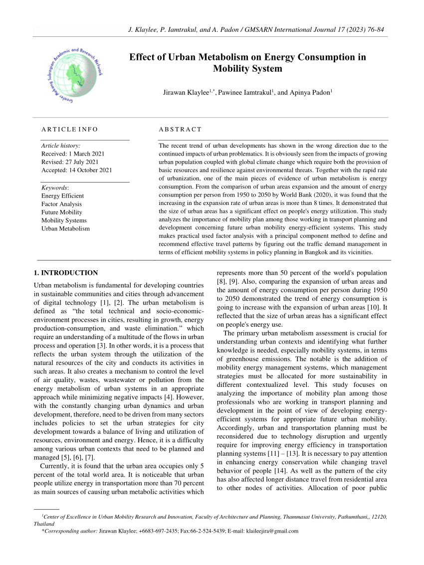 At the roots of “Urban Metabolism” • Articles • PCA – STREAM