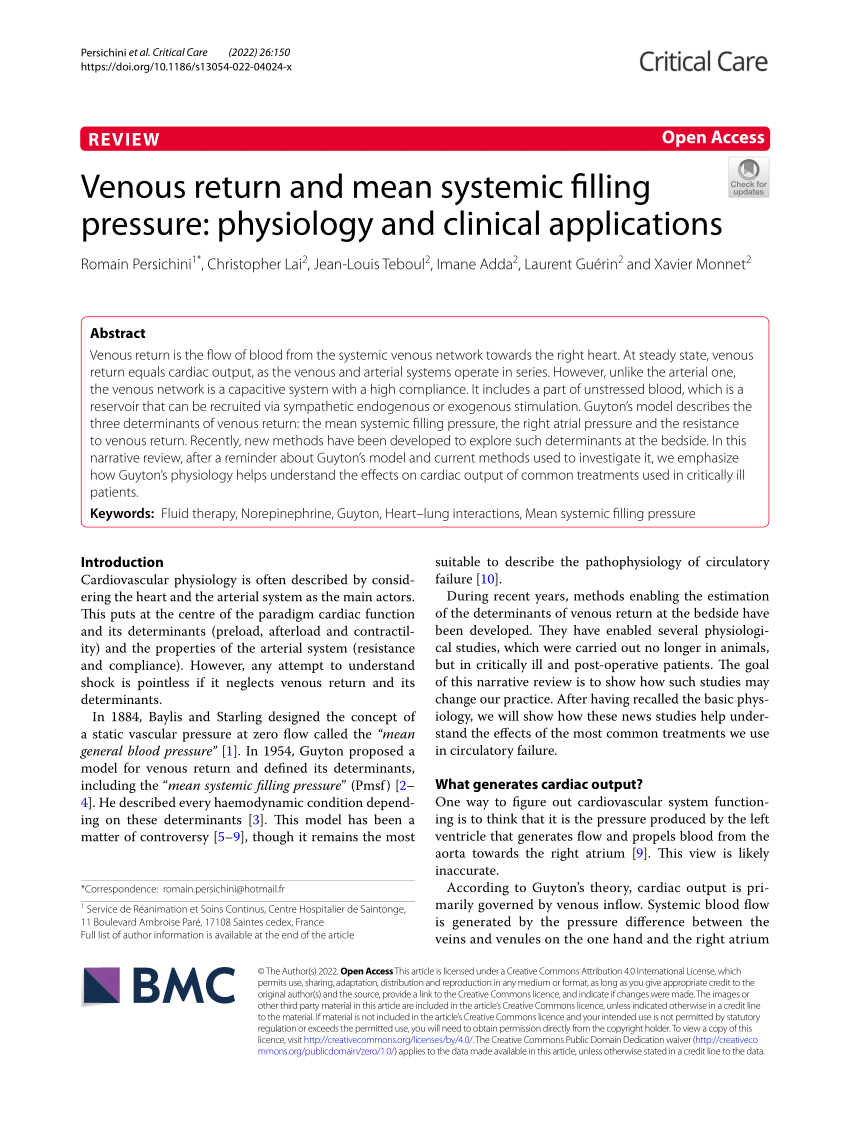 pdf-venous-return-and-mean-systemic-filling-pressure-physiology-and