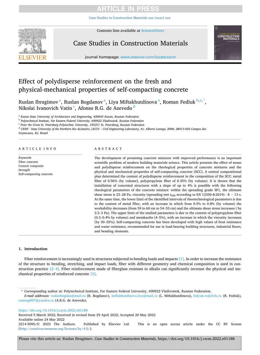 PDF) Effect of polydisperse reinforcement on the fresh and  physical-mechanical properties of self-compacting concrete