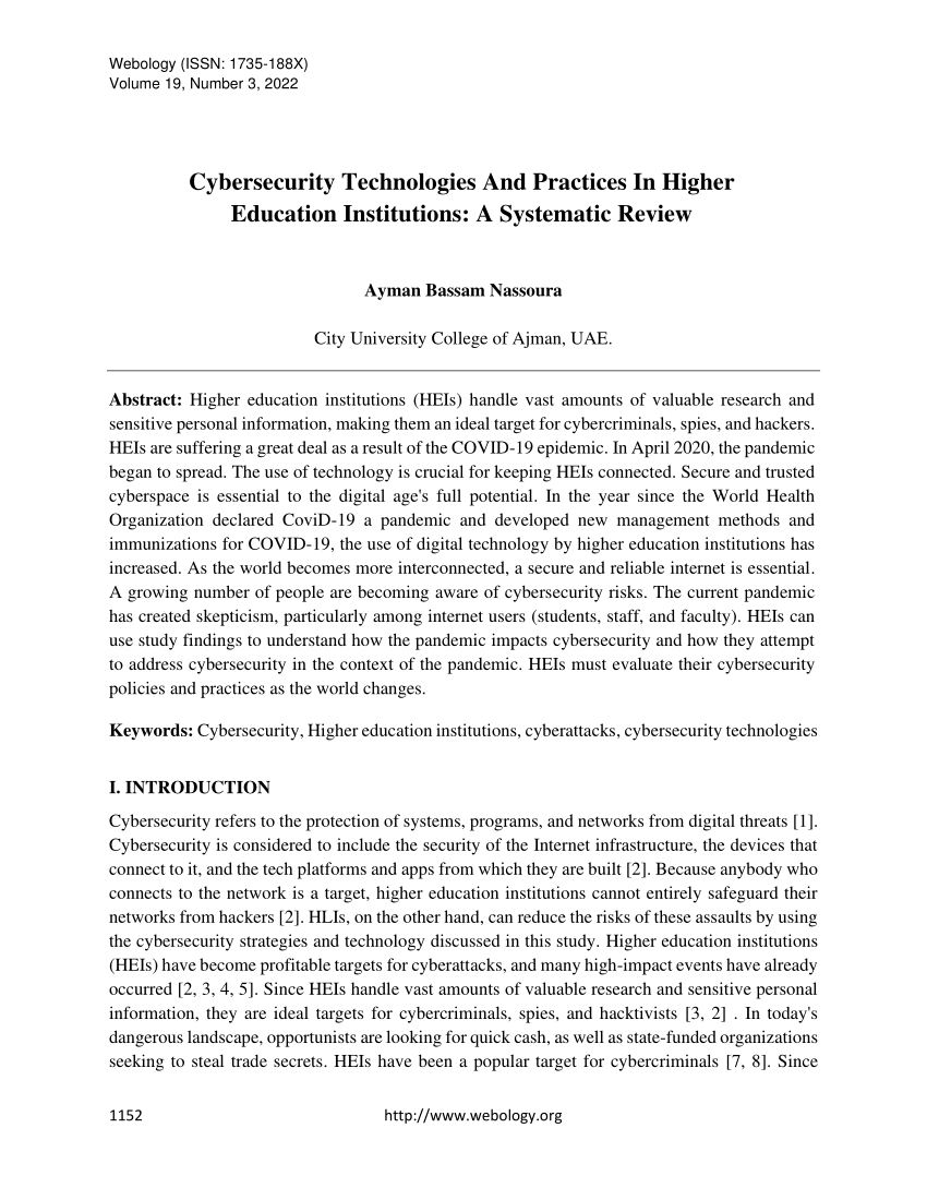 a systematic review of cybersecurity risks in higher education