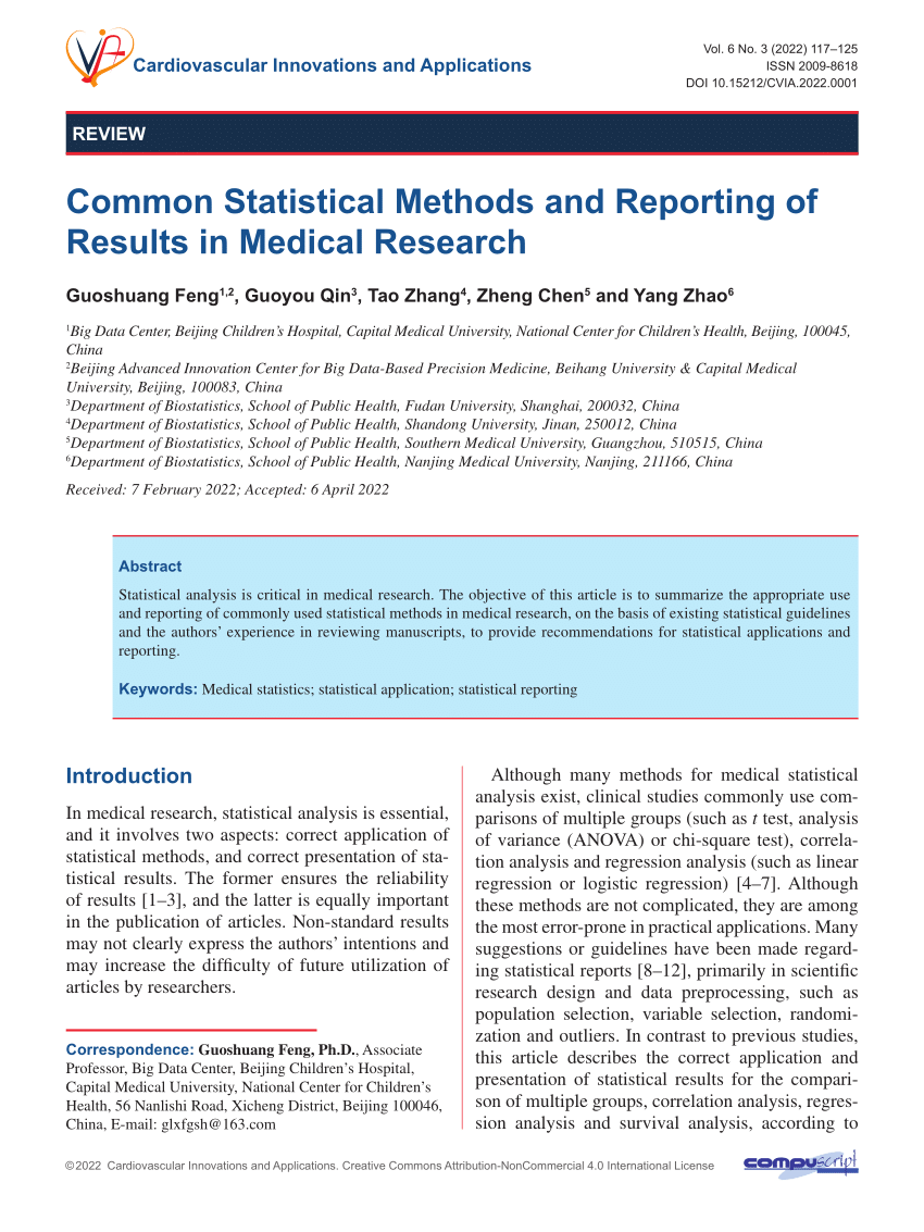 statistical methods in medical research journal