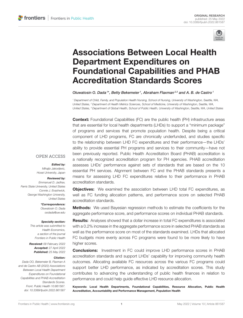 (PDF) Associations Between Local Health Department Expenditures on